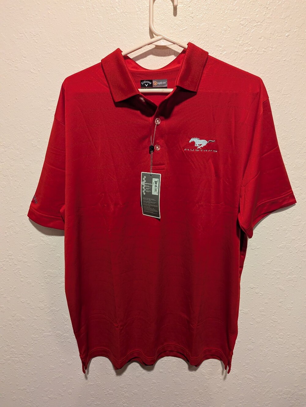 Callaway Golf Opti-Dri Polo Shirt Ford Mustang Logo Men's Red NWT Size XL
